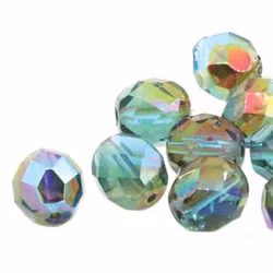 Fire polished 4mm aqua orange rainbow