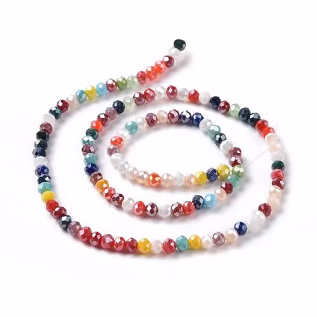 Glaspärla abacus 4mm röd mix