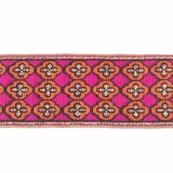 Dekorband orange & cerise med guldkors