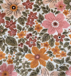 Bomullspoplin blommor rosa gul