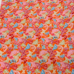 Bomullstyg orange fjärilar