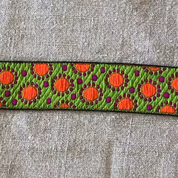 Dekorband limegrönt med orange prickar