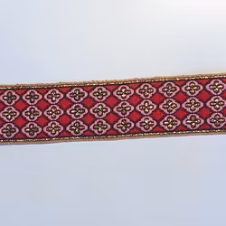 Dekorband rött & rosa med guldkors