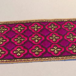 Dekorband lila & cerise med guldkors