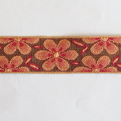 Dekorband retro blomma rosa & brun