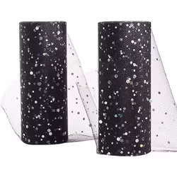 Glitternät silver svart m paljetter