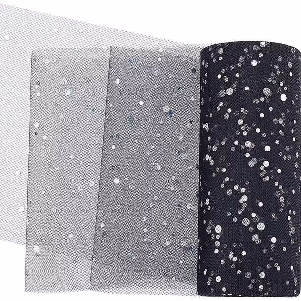 Glitternät silver svart m paljetter