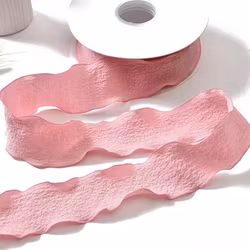 Dekorband med volangkant rosa