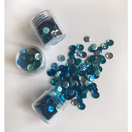 Paljett 6mm turkos mix
