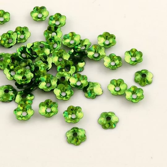 Paljett 5mm blomma grön UTGÅTT!