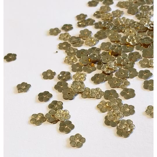 Paljett blomma 5mm guld