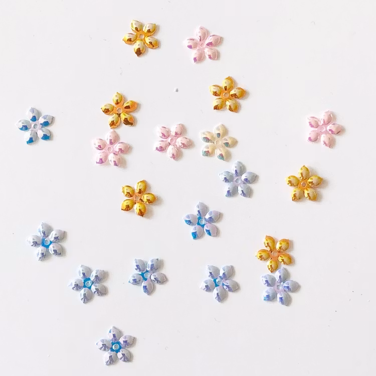 Paljett blommor 10mm pastell mix