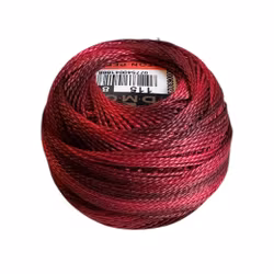 Pärlgarn nr 8 vinröd melerad 115