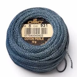 Pärlgarn nr 8 blå 931