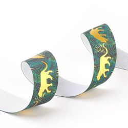 Ripsband grönt med tiger