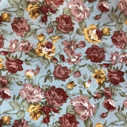 Bomullstyg rosor blå