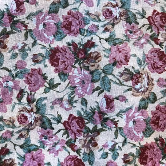 Bomullstyg rosor rosa/beige