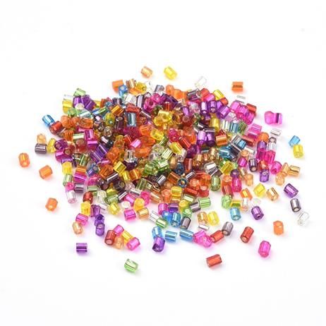 Seedbeads 2mm hexagon mixade färger silverlined
