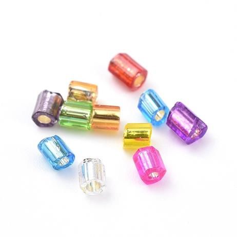Seedbeads 2mm hexagon mixade färger silverlined