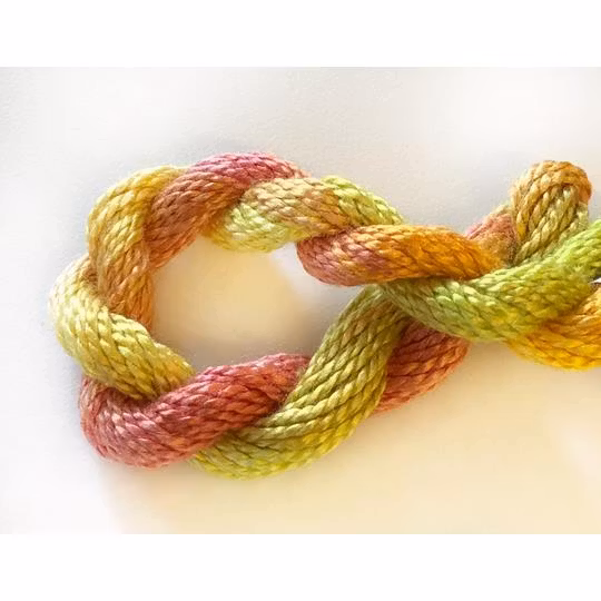 Broderigarn Silke Perle 5 orange-gul-grön