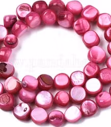 Snäckskalspärlor nuggets 7-8 mm cerise