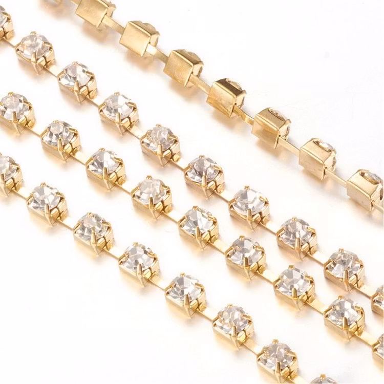 Strasskedja guld kristall 2mm