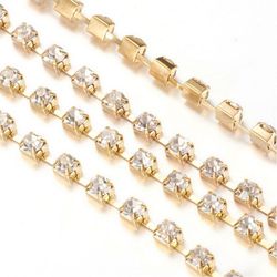 Strasskedja guld kristall 2mm