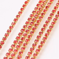 Strasskedja guld rosa