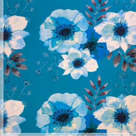 Turkos stor blomma french terry