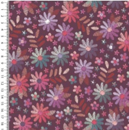 Jersey broderad blomma ljung