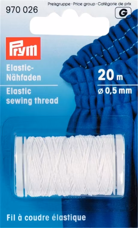 Pryms elastiska sytråd vit