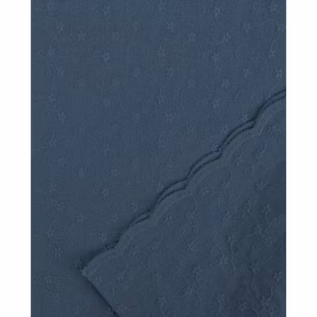 Broderad bomull med langettkant 1107 mörk jeansblå