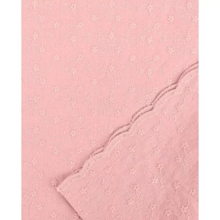Broderad bomull med langettkant 11 rosa