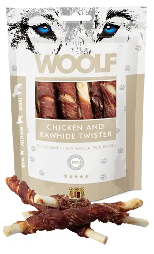 Woolf Chicken & Rawhide Twister 100g