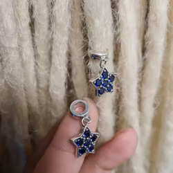 "Blå Stjärna" - Dreadsmycke i äkta silver 925 (6mm)