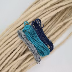 "Storm" Dekorationskit Till Dreads (Grå, Mörkblå, Turkos Trådar)