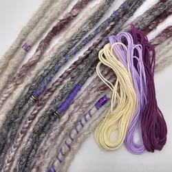 "Lavendel" Dekorationskit Till Dreads (Vit, Ljuslila, Lila Trådar)