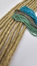 "Himmel" Dekorationskit Till Dreads (Mint, Greige, Turkos Trådar)