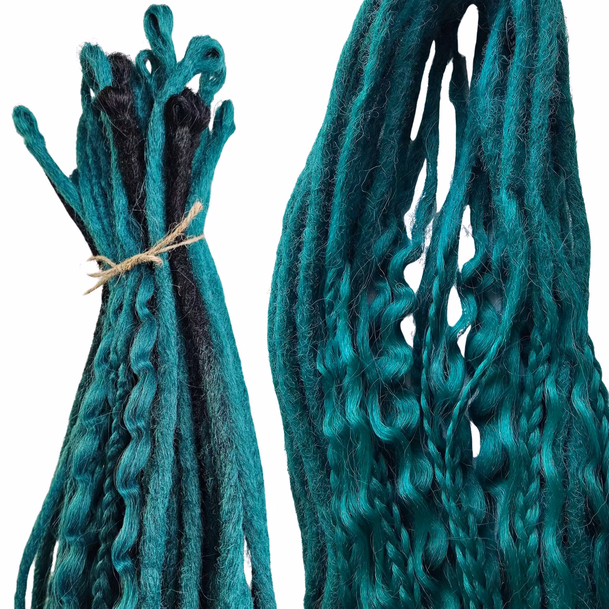 Grön Turkos Ombre Svart Mix Syntetdreads 65cm (35st)