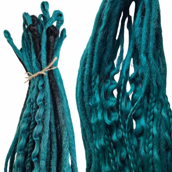 Grön Turkos Ombre Svart Mix Syntetdreads 65cm (35st)