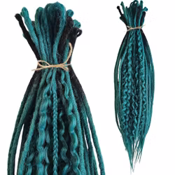Grön Turkos Ombre Svart Mix Syntetdreads 65cm (35st)