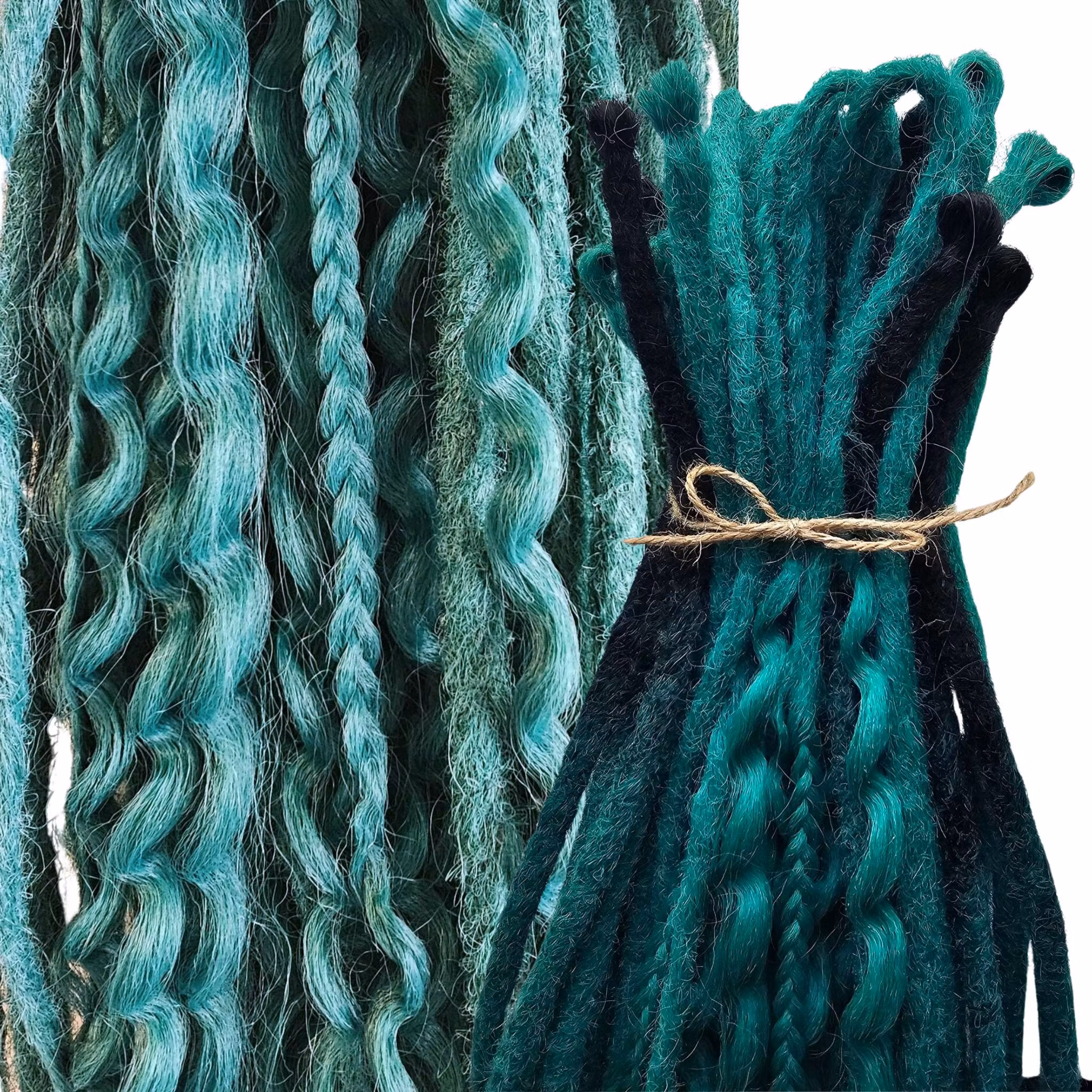 Grön Turkos Ombre Svart Mix Syntetdreads 65cm (35st)