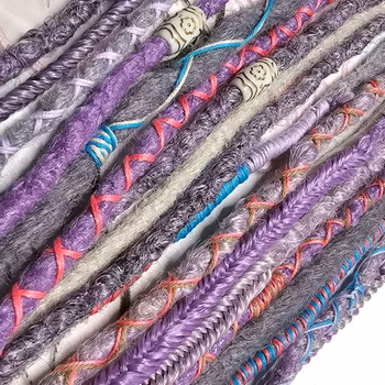 "Godishår" Dekorationskit Till Dreads (Lila, Blå, Rosa Trådar)