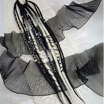 "Zebra" Accent Set Dread Ponytail Extension