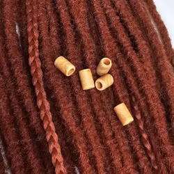 Ljus Trämix "Small" Äkta Trä Dreadsmycken (6 mm hål)