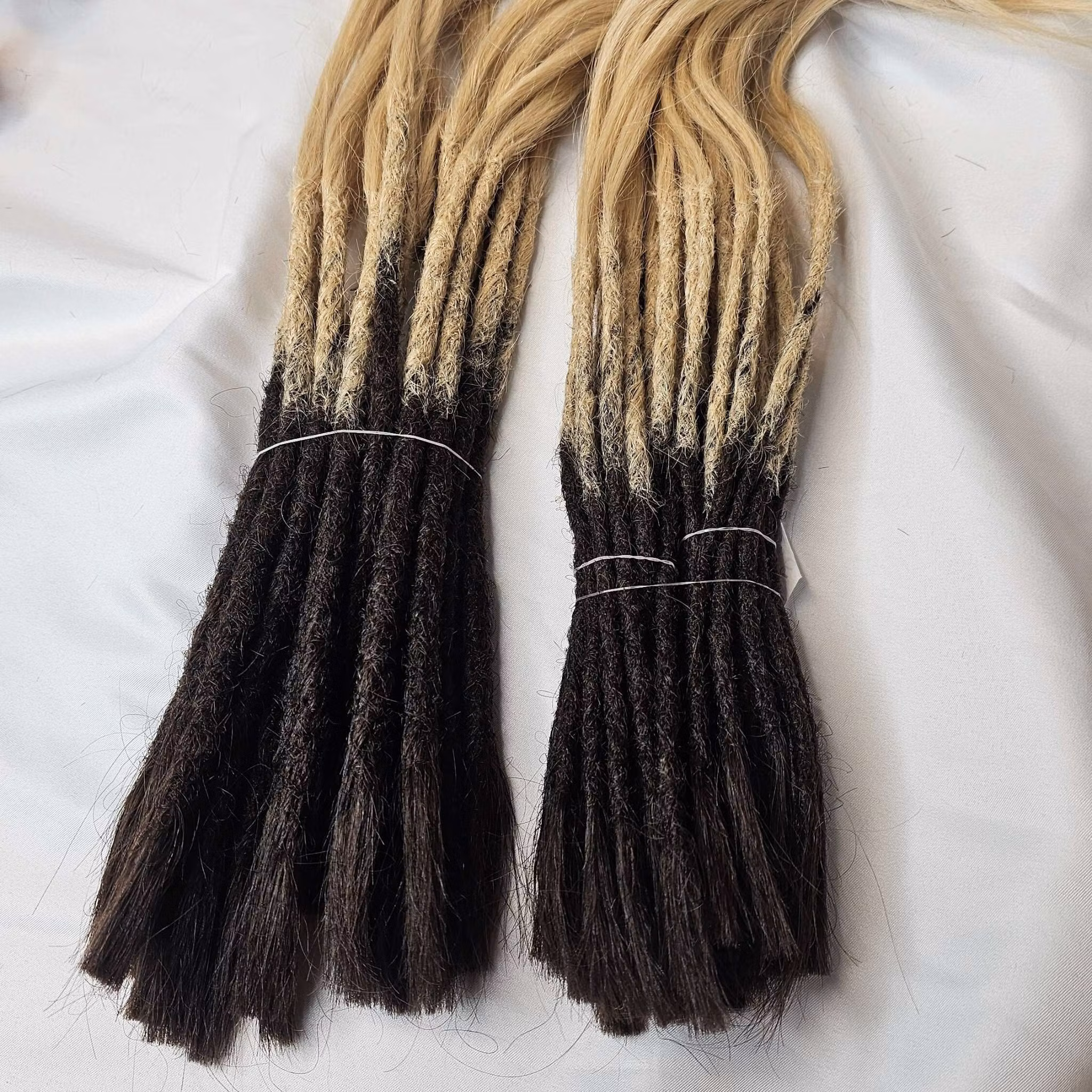Ombre Mörkbrun/Blond Äkta Dreads 40-50cm (5-6mm smala)