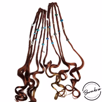 "Ariel" Kastanj Dreads Clip-Ins (med Lockiga Längder)