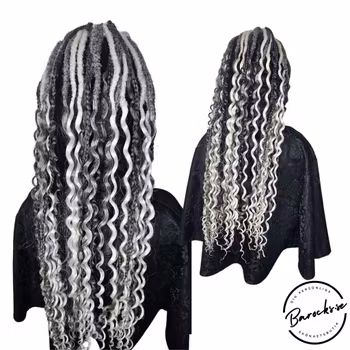 Grå Silver Mix SE & DE Mermaid Syntetdreads 65cm (33st)