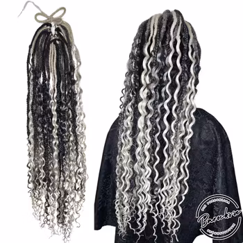 Grå Silver Mix SE & DE Mermaid Syntetdreads 65cm (33st)
