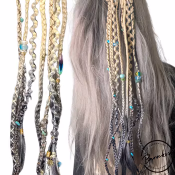 "Förhäxad" Blond Ombre Grå Flätor Clip-Ins